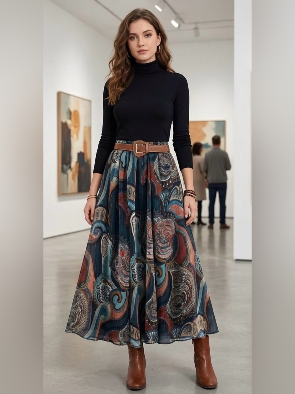 Rare Industry Republic pleated maxi skirt bohemian paisley paterns